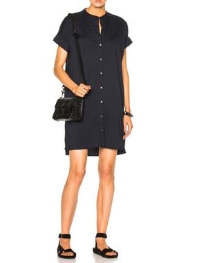JAMES PERSE Rolled Sleeve Shirt Dress in French Navy Size 1 Small